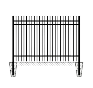 Clôture de jardin en acier galvanisé noir avec revêtement en poudre, portails à treillis et design à piquets ornementaux - Product Image 1