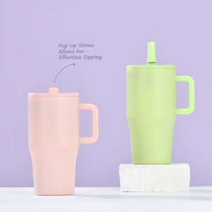 Custom Labubu Print Cup 20oz 30oz 40oz Flip <b>Straw</b> Tumbler Stainless Steel Thermal Car Cup with Handle - Product Image 3