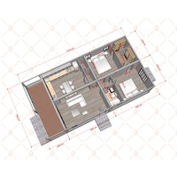 Grande villa préfabriquée sur mesure en paquet plat Suite de deux chambres à coucher Maison conteneur 5 en 1 préfabriquée moderne à plancher plat Guyana