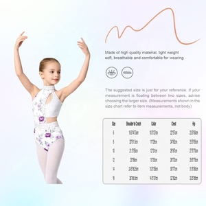 Maillot de gimnasia y danza para niñas con pedrería, espalda descubierta, cuello alto, estampado de leopardo, metálico, asimétrico, para actuaciones en escenario, personalizado - Product Image 6