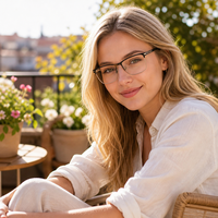 Monture de lunettes vintage rétro semi-cerclée en métal, lunettes optiques unisexe 58-18-150, branches en acétate