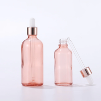Flacon compte-gouttes rond en verre rose pour sérum, 2 oz, 30 ml, 100 ml, flacon compte-gouttes en verre rose doré pour les yeux, flacon compte-gouttes rose pour cosmétiques