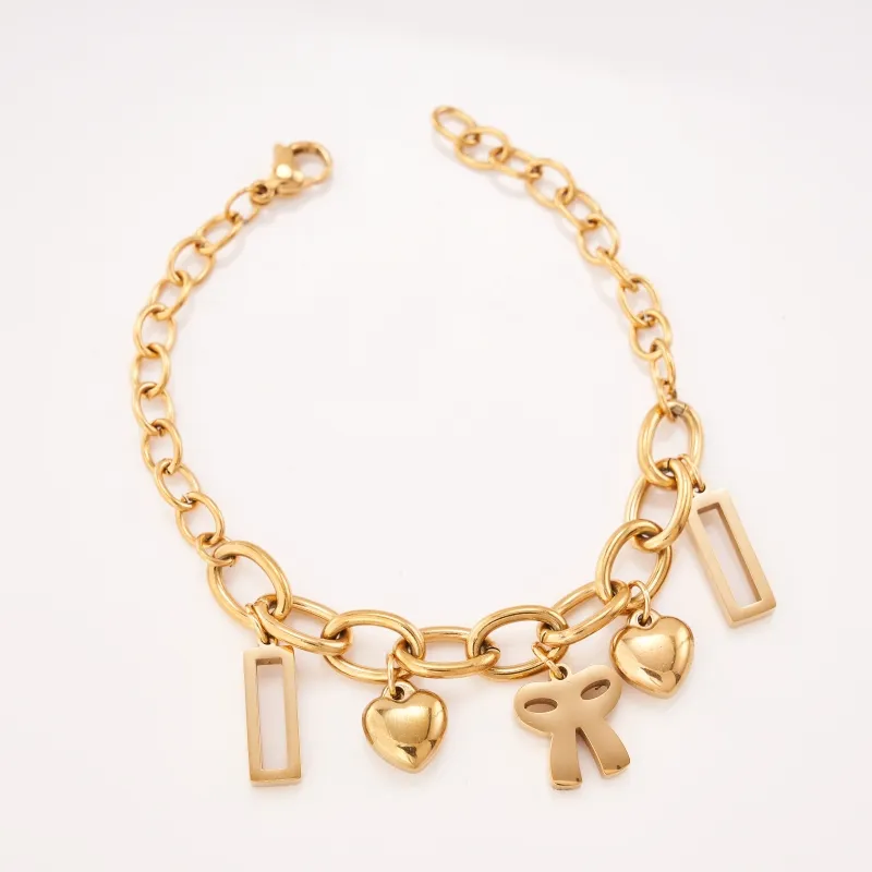 Bracelet de bijoux de mode en acier inoxydable 304 avec nœud géométrique en plaqué or 18 carats Bracelets chics et élégants avec breloques uniques