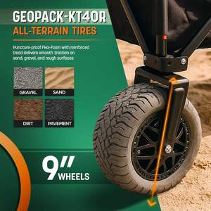 Carro de playa plegable todo terreno 9 \ "Neumáticos de goma negros resistentes Outland-XL Stratton Forge-Carro utilitario extra grande para arena - Product Image 3