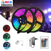 Рождественская светодиодная лента для интерьера, 5050 RGB, управление через приложение, умная, ПВХ, 5м/10м, 5В USB, для ТВ