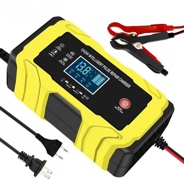 12V/24V 10A/5A Intelligent Fast Power Charging Digital LCD Display Car Motorcycle Battery Charger Professional Auto Pulse Repair