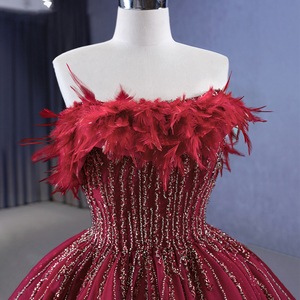 Vintage Elegant Feather Boat Neck Party Formal Evening Gowns <b>Dresses</b> for Women Jancember Rsm222232 - Product Image 4