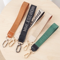 Lanière de poignet courte personnalisée avec logo brodé, porte-clés en polyester tricoté avec clip en alliage de zinc, pour cadeau promotionnel d'entreprise