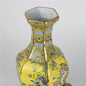 Vase en porcelaine céramique antique jaune <span class=keywords><strong>petit</strong></span> design art déco et classique pour décor de table de cuisine ou comme <span class=keywords><strong>pot</strong></span> usage domestique moderne - Product Image 3