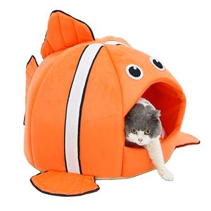 Vier Jahreszeiten Haustierbett fischförmiges Katzenzelt warmes weiches Haustierhaus Hundebett - Product Image 1