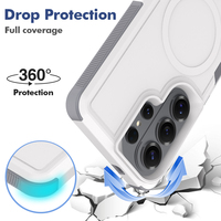 Étui de téléphone portable antichoc blanc mat pour Samsung S26 Ultra, étui magnétique pour téléphone portable, coque hybride TPU PC 2 en 1