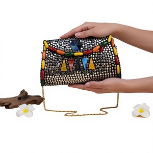 Luxury Natural Mother of Pearl Inlay Box Handbag with Detachable Chain - Product Image 1