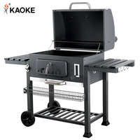 KAOKE Barbecue au charbon de bois de haute qualité, robuste, nouveau chariot de barbecue, machine à fumer avec table latérale et roues