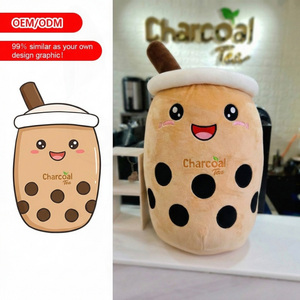 Fabricante de Juguetes de Peluche Personalizados OEM/ODM, Muñeco de Peluche Suave de Té de Burbujas <span class=keywords><strong>Boba</strong></span> con Carbón, Mercancía de Marca para Tiendas de Té, Muñeco de Canela, Mascota Orca - Product Image 1