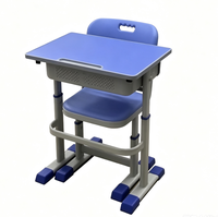 Meubles scolaires en bois durables, bureau d'étudiant moderne à hauteur réglable avec chaise en plastique pour usage scolaire