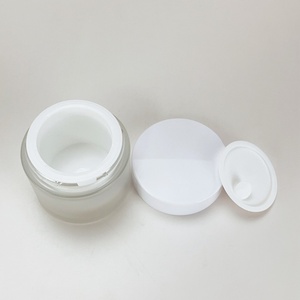 Custom Double Wall Round 50g 80g Glass Skincare Face Cream Container Jar with White Cap - Product Image 2