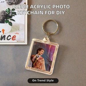 พวงกุญแจอะคริลิกใสทรงสี่เหลี่ยมสำหรับใส่รูปภาพ DIY พิมพ์ UV พร้อมช่องใส่เหรียญพลาสติก - Product Image 2