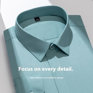 Summer Quick Dry Silk Men's Dress Shirt Regular Fit Stretch Long Sleeve Solid Business <strong>Button</strong> <strong>Down</strong> Shirts