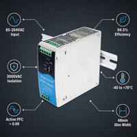 Alimentation électrique Mornsun LIF480-10B48R2 480W 48V 10A sur rail DIN simple, entrée 85-264VAC, PFC actif, signal DC -40 +70, efficacité 94,5%