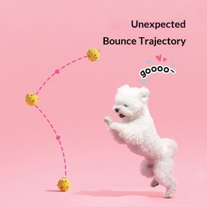 צעצוע לעיסה בצורת כלב מצויר עם כדור קופץ אלסטי, משמיע קול, לניקוי שיניים, להקלה על שעמום, עיצוב חיה חמודה, גומי תרמופלסטי - Product Image 2