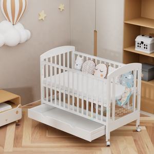 Lit bébé en bois réglable en hauteur avec tiroir, <span class=keywords><strong>anti</strong></span>-moustiques et lumières intégrées – Meilleure vente - Product Image 1