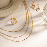 Bijou de mode collier chaîne trois couches en acier inoxydable plaqué or 18k pour femme
