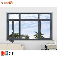 Fenêtre à battant inclinable et tournante en verre en aluminium moderne personnalisée avec volet roulant