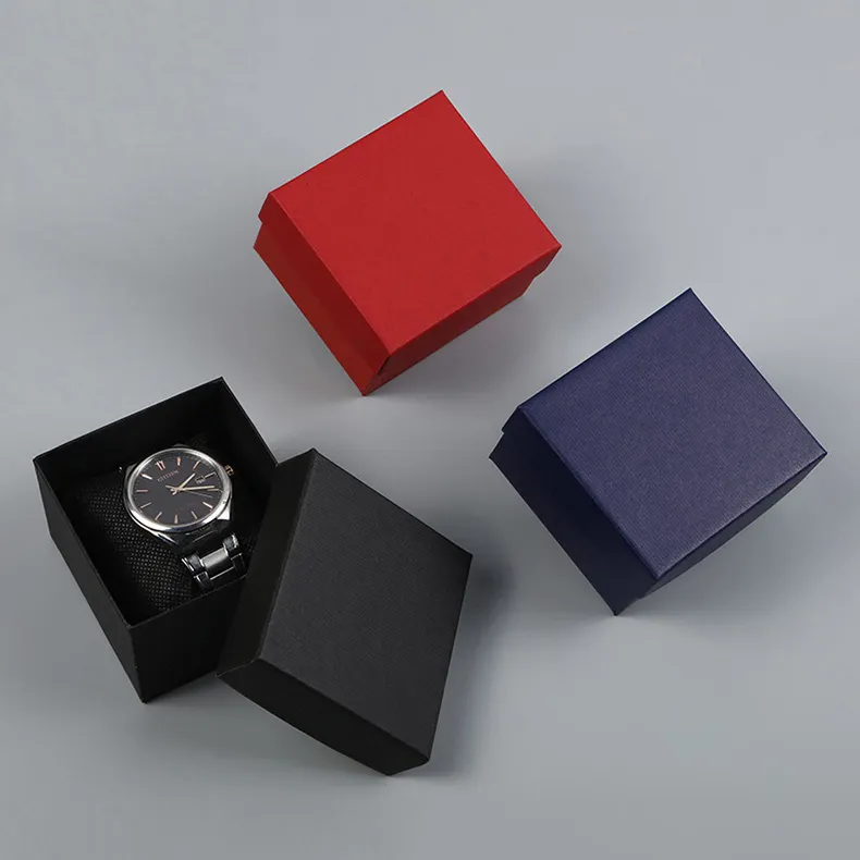 Wholesale customized square luxury watch packaging paper box with customizable lid and basic watch box display gift box