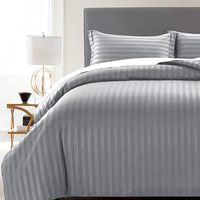 Drap de lit d'hôtel en satin de coton Queen King Twin Size Parure de lit confortable de luxe à rayures de couleur personnalisée avec 2 taies d'oreiller