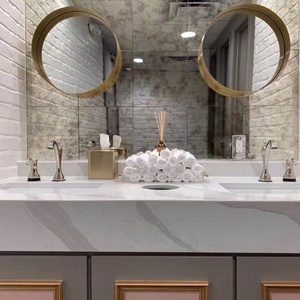 Luxurious Modern Golden Antique Glass Panel <b>Mirror</b> 4mm 5mm 6mm for <b>Bathroom</b> Interior Decoration Art Deco Design Style - Product Image 2