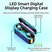 Mini F9 TWS BT 5.3 Headphone Nirkabel dengan Layar LED dan Power Bank 500mAh untuk Pengisian Daya, Headset Gaming Olahraga, Earbuds, Earphone