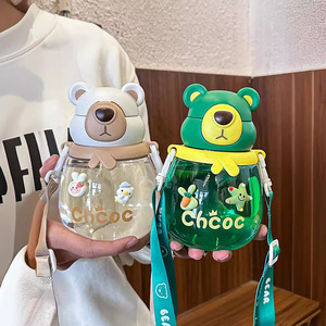 Decani Bear Themed Kids Water Bottle Bpa Free Portable Plastic Cup For Children Back To School Summer Use - Product Image 2