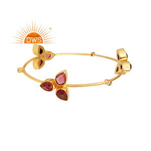 Pink Hydro Gemstone Zircon <b>Set</b> <b>Bangle</b> Indian Gold Plated Brass Fashion Women's <b>Bangle</b> Jewelry Manufacturer - Product Image 1