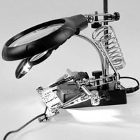 5 LED Light 3 Hand Soldering Magnifier with Iron Stand for PCB Clamp Repair