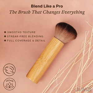 Pinceau de maquillage Kabuki en <span class=keywords><strong>bambou</strong></span> ultra doux avec logo personnalisé, à tête plate, pour autobronzant, fond de teint, fard à joues, bronzer, poudre libre et corps - Product Image 2
