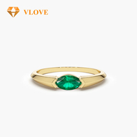 VLOVE Bijoux en or personnalisés Bague sur mesure en forme de marquise horizontale 14K Bague en pierres précieuses naturelles Bagues de mariage pour couples
