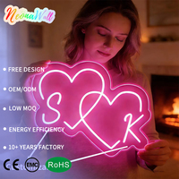 Enseigne néon personnalisée en forme de cœurs entrelacés Neonawall pour planificateurs de mariages, lumière LED USB à intensité variable pour décoration de mariage, bar, café et entreprise