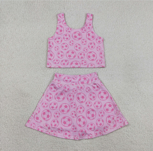 Conjunto de Ropa Deportiva para Niñas Hermanas: Falda de Fútbol, Pantalones Cortos de Yoga, Pijama de Equipo con Botones - Product Image 3