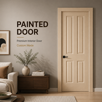 Porte intérieure peinte blanc crème à 6 panneaux, panneaux biseautés encastrés, design traditionnel deux sur deux, finition mate lisse