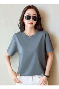 Camiseta de Mujer 74% Algodón 26% Poliéster, Corte Regular, Camisetas Básicas de Verano de Manga Corta, Camisetas con Logotipo Personalizado por Serigrafía - Product Image 5