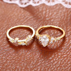 Set di Anelli a Due Pezzi con Foglie di Zircone per Donne, Gioielli Delicati e Unici alla Moda - Product Image 6