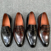 Chaussures habillées formelles en cuir verni de style italien pour hommes, à lacets, type brogue Oxford