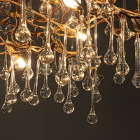 Grande suspension intérieure de luxe, noir et or, lampe suspendue à LED, décoration intérieure, style nordique moderne, lustre en cristal en forme de goutte d'eau