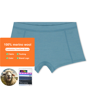 Boyshorts personalizzati in <span class=keywords><strong>lana</strong></span> Merino per le donne biancheria intima lavorata a maglia traspirante con Logo sulla vita Made in China - Product Image 6