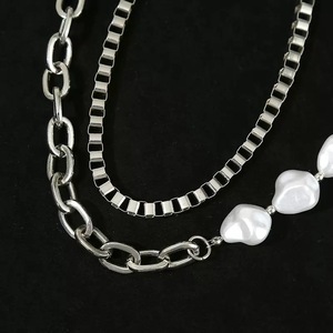 Cadena de cintura de perlas estilo hip hop europeo-americano, cadena metálica de doble capa para bolsillo de jeans, cadena corporal de moda para uso diario. - Product Image 4