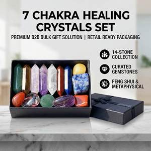 Ensemble de 7 cristaux de guérison des chakras, baguette hexagonale, pierres roulées, décoration spirituelle pour la méditation, cadeau de mariage, boîte cadeau pour les fêtes - Product Image 1