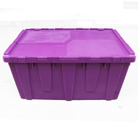 Boîte de rangement en plastique avec couvercle attaché en PP de 600*400*415 mm, pour le stockage logistique industriel, la manutention et le transport