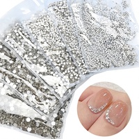 Strass à dos plat ultra-brillants en zircone cubique tchèque couleur AB, tailles assorties, 1440 pièces, emballage de base, pour nail art