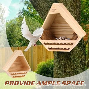 Nichoir en bois pour pigeons, couleur bois naturel, durable, pour extérieur, pour la reproduction et le repos, taille M - Product Image 2