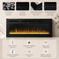 Meuble TV Kalsubo tout noir de 70 pouces avec foyer électrique de 36 pouces, lumières LED 12 couleurs, grand rangement, divertissement